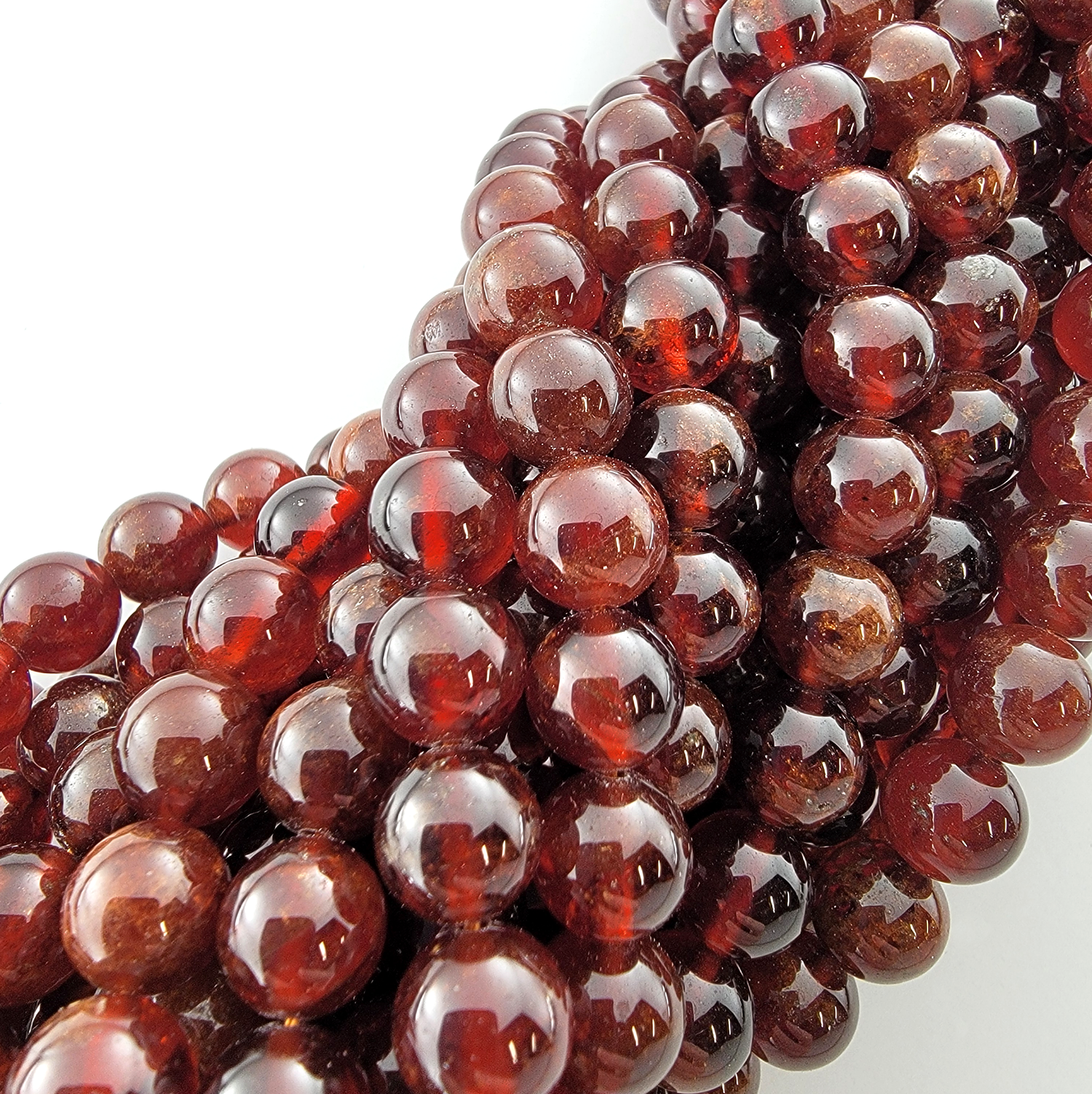 Orange Garnet Natural Smooth Round Beads