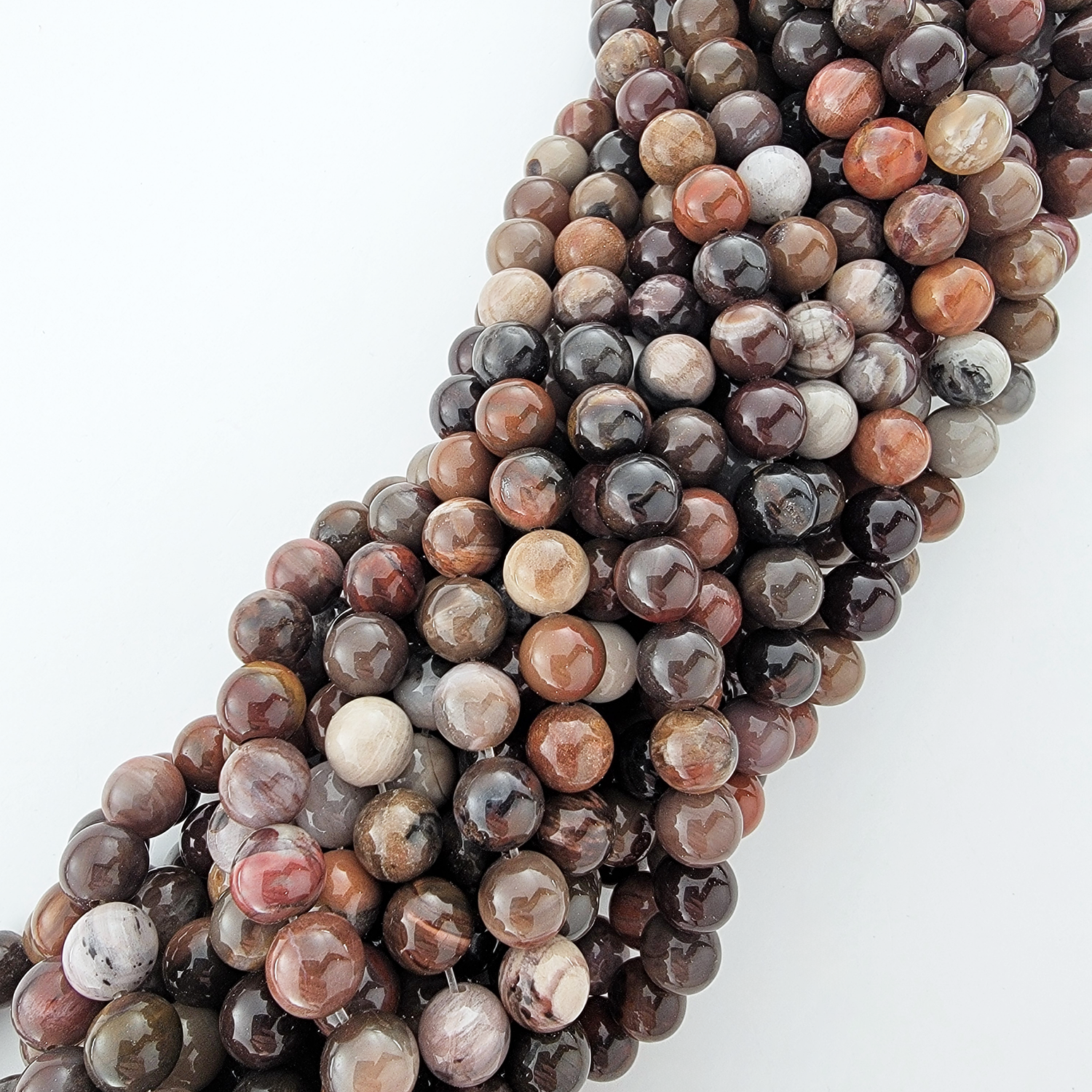 Petrified Wood Natural Smooth Round Beads