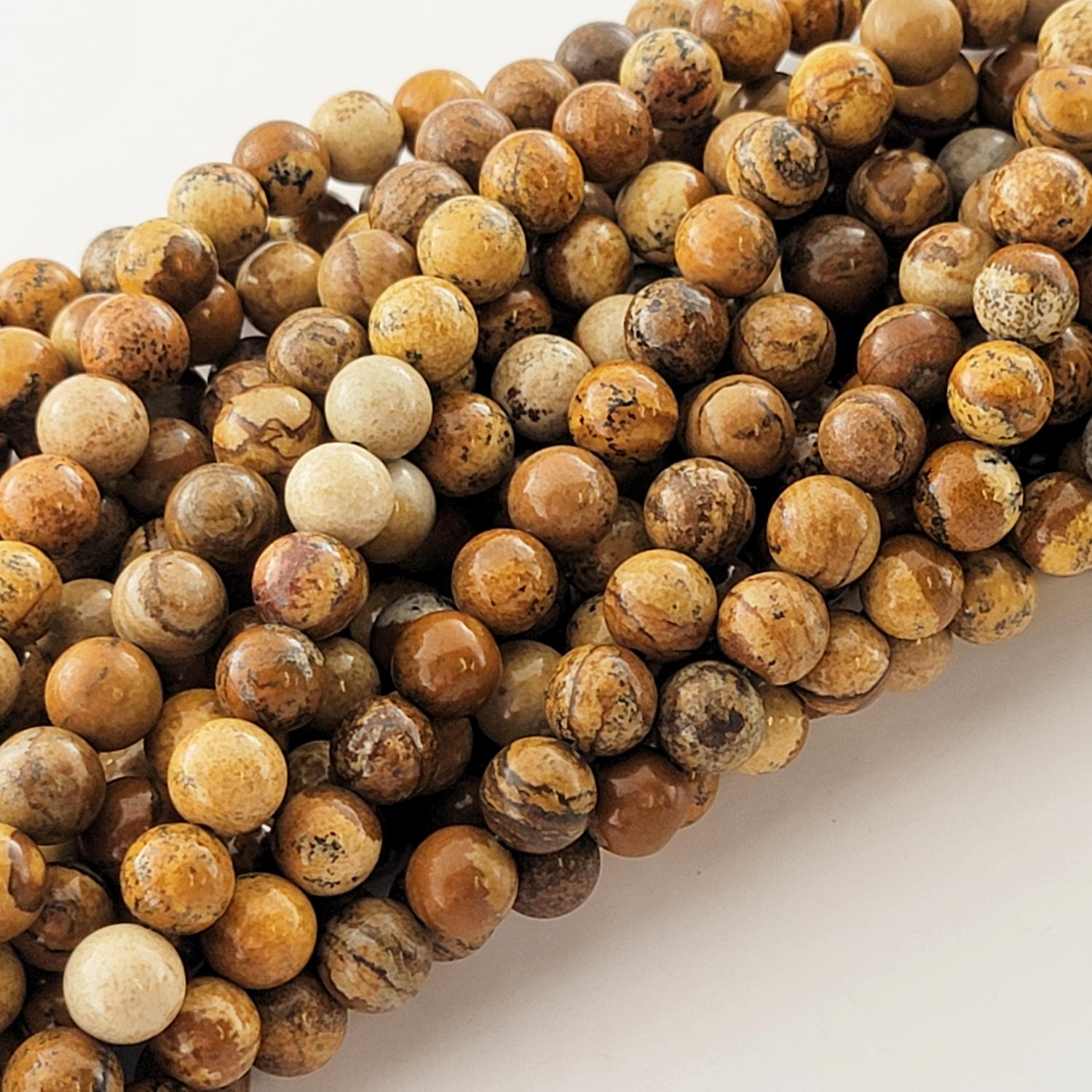 Picture Jasper Natural Smooth Round Beads