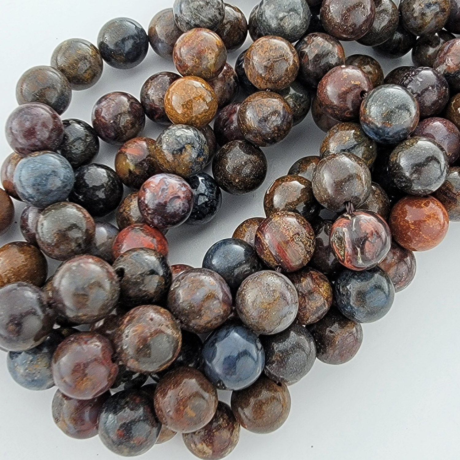 Pietersite Jasper Tempest Natural Smooth Round Beads