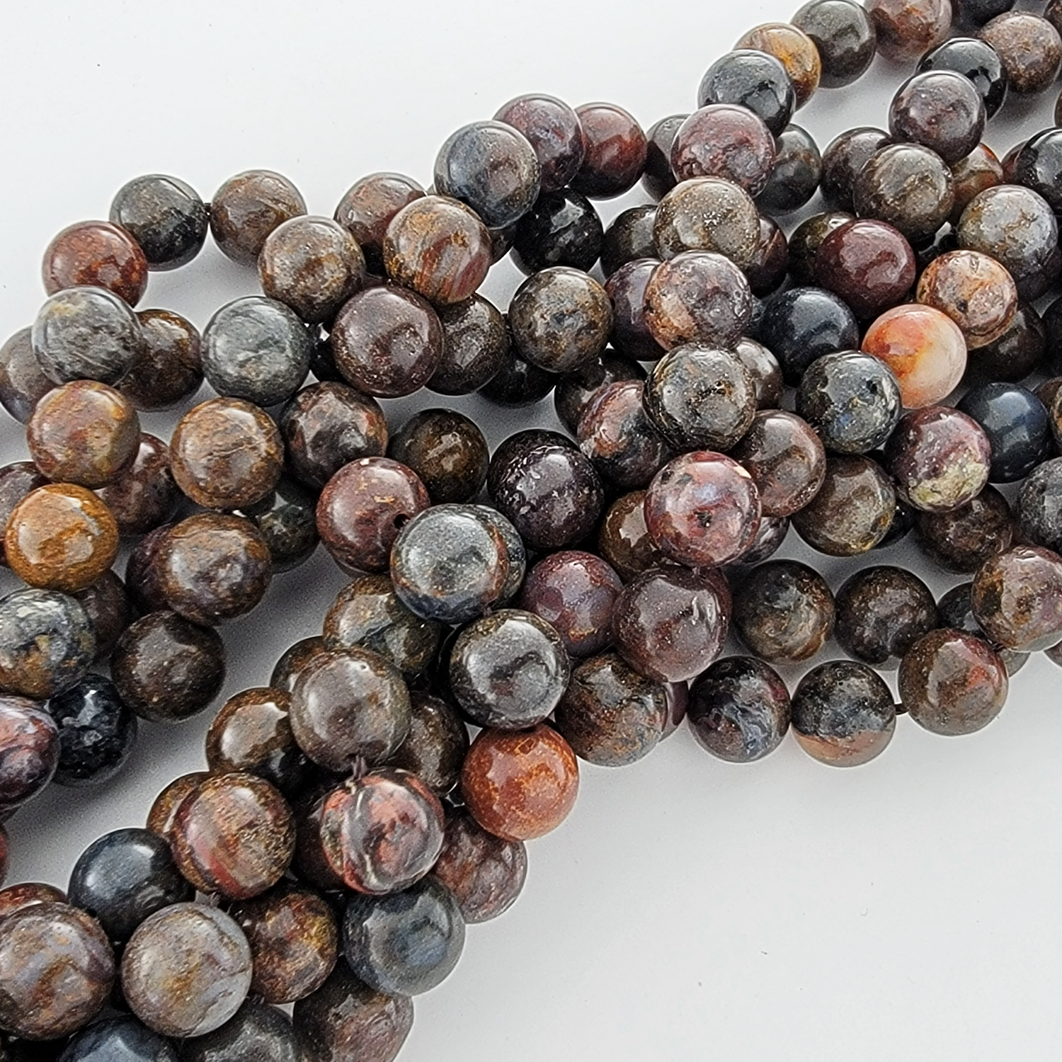 Pietersite Jasper Tempest Natural Smooth Round Beads