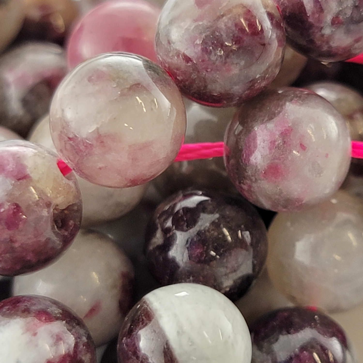 Plum Tourmaline Natural Smooth Round Beads
