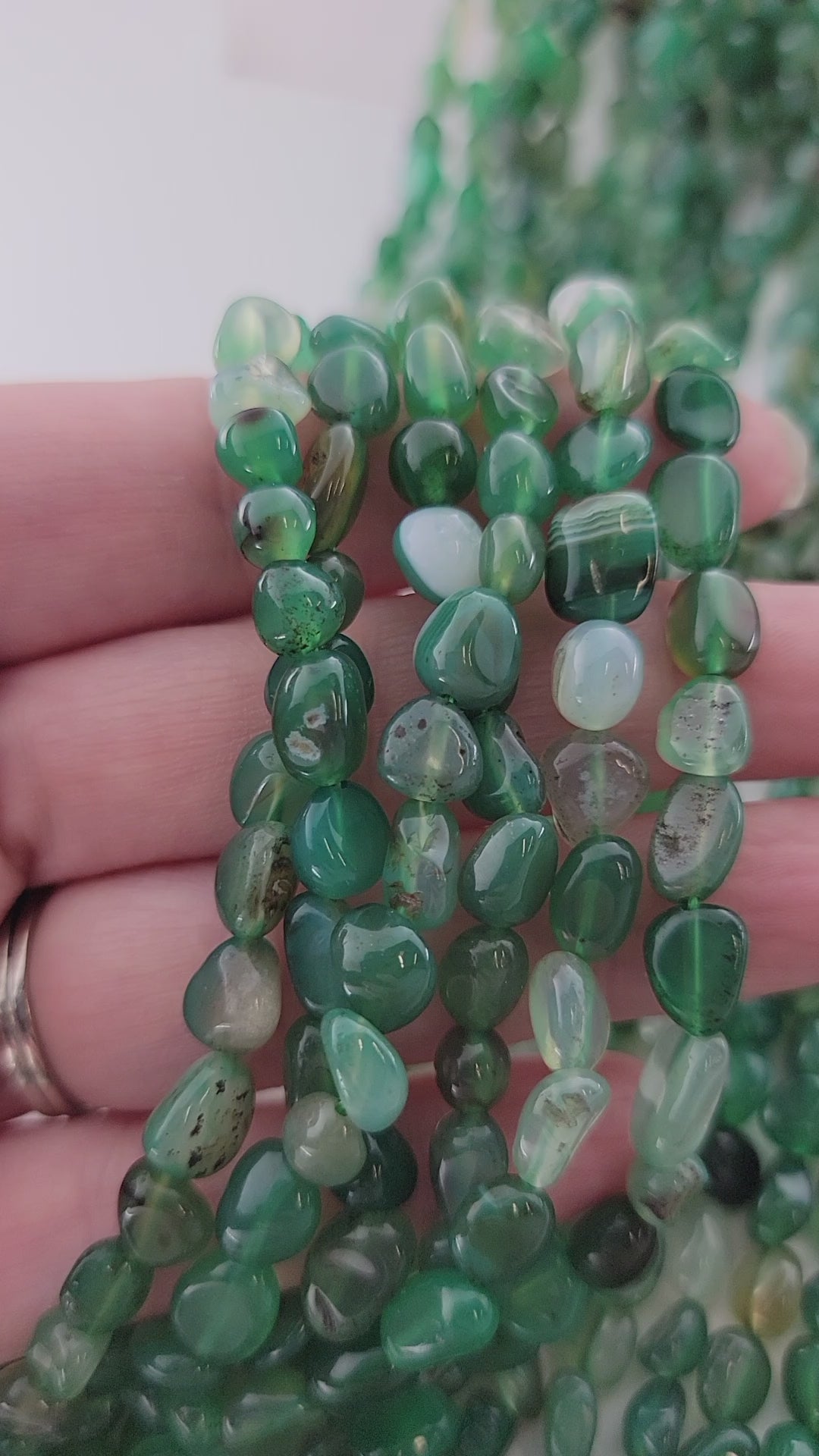 Green Agate Nugget Stone Beads