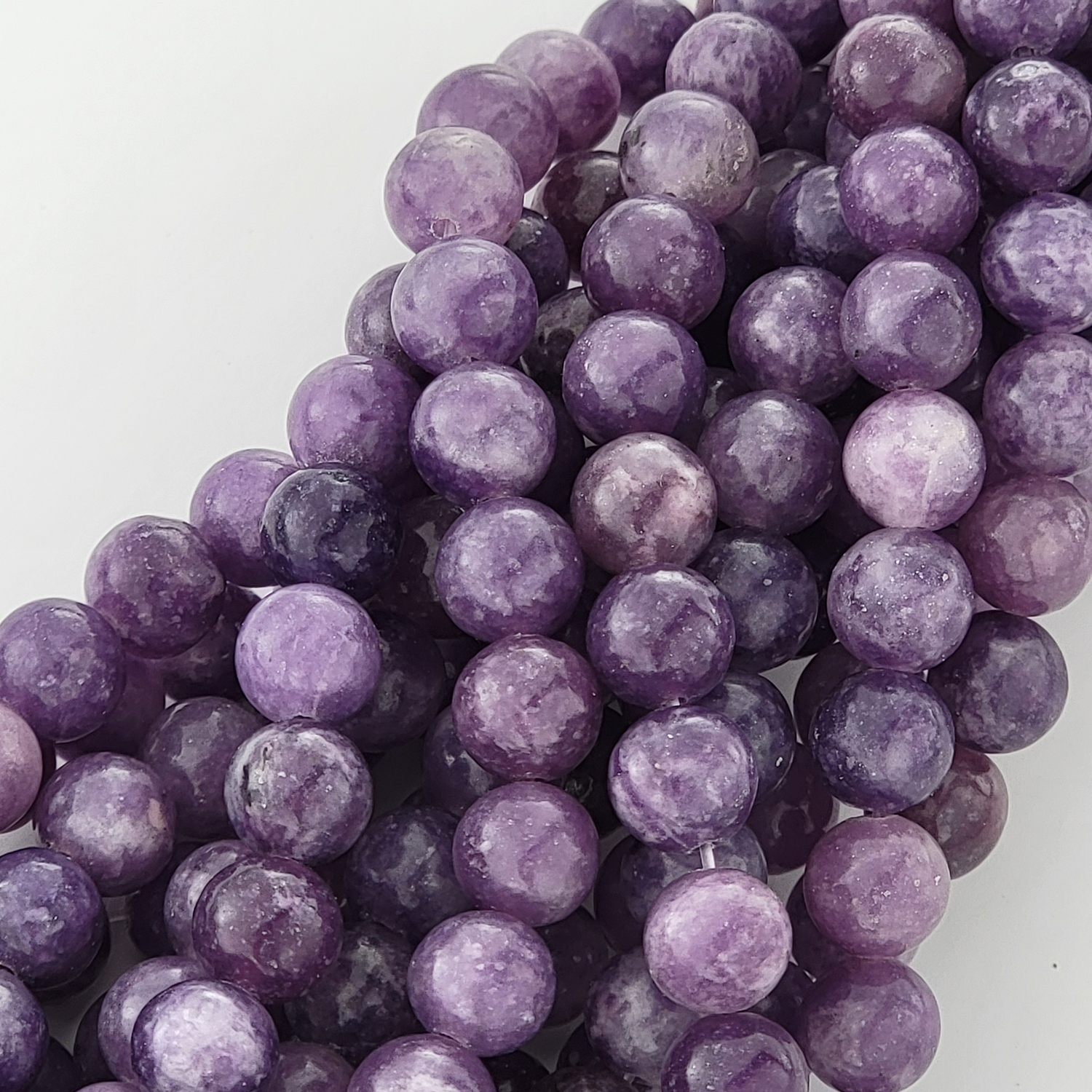 Purple Lepidolite Natural Smooth Round Beads