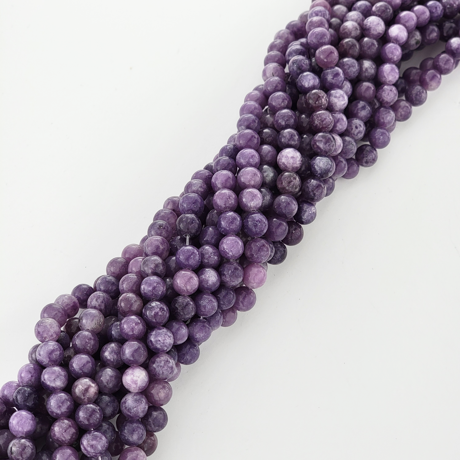 Purple Lepidolite Natural Smooth Round Beads