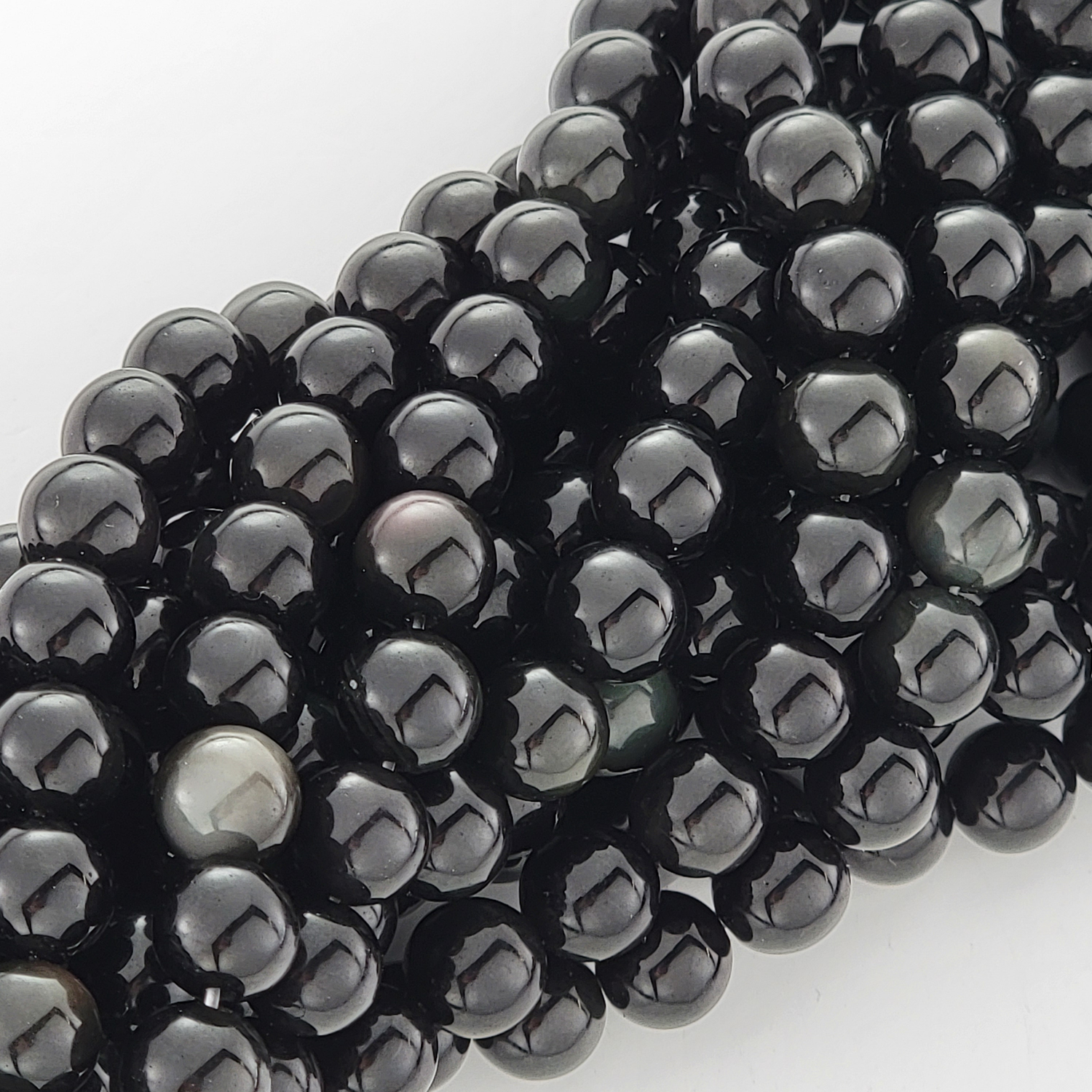 Rainbow Obsidian Natural Smooth Round Beads