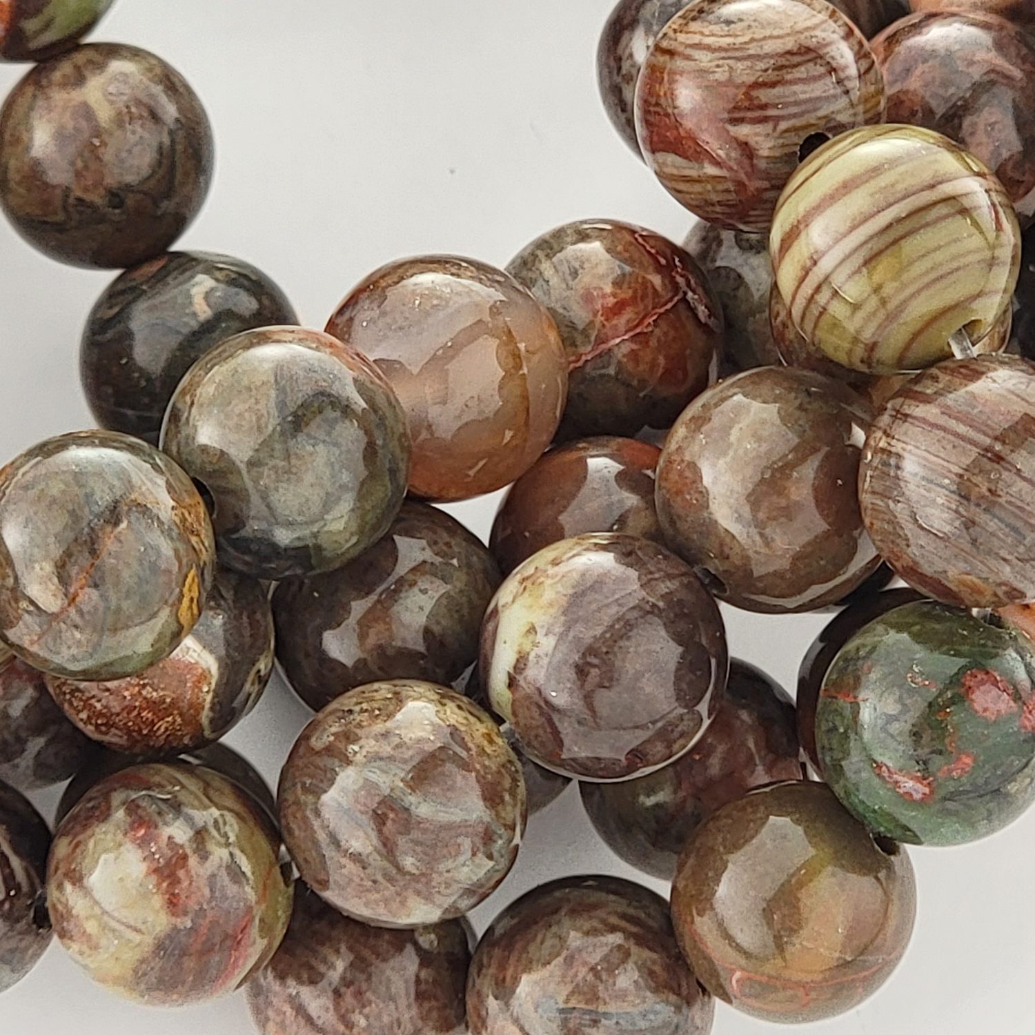 Rainforest Agate Natural Smooth Round Beads