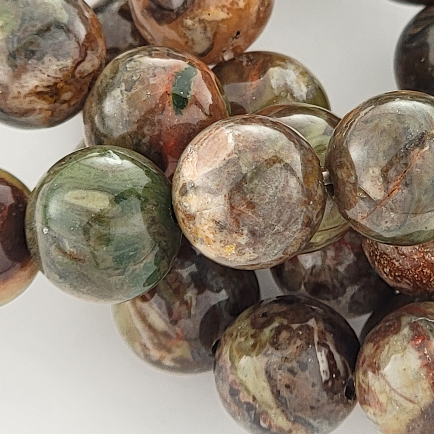 Rainforest Agate Natural Smooth Round Beads