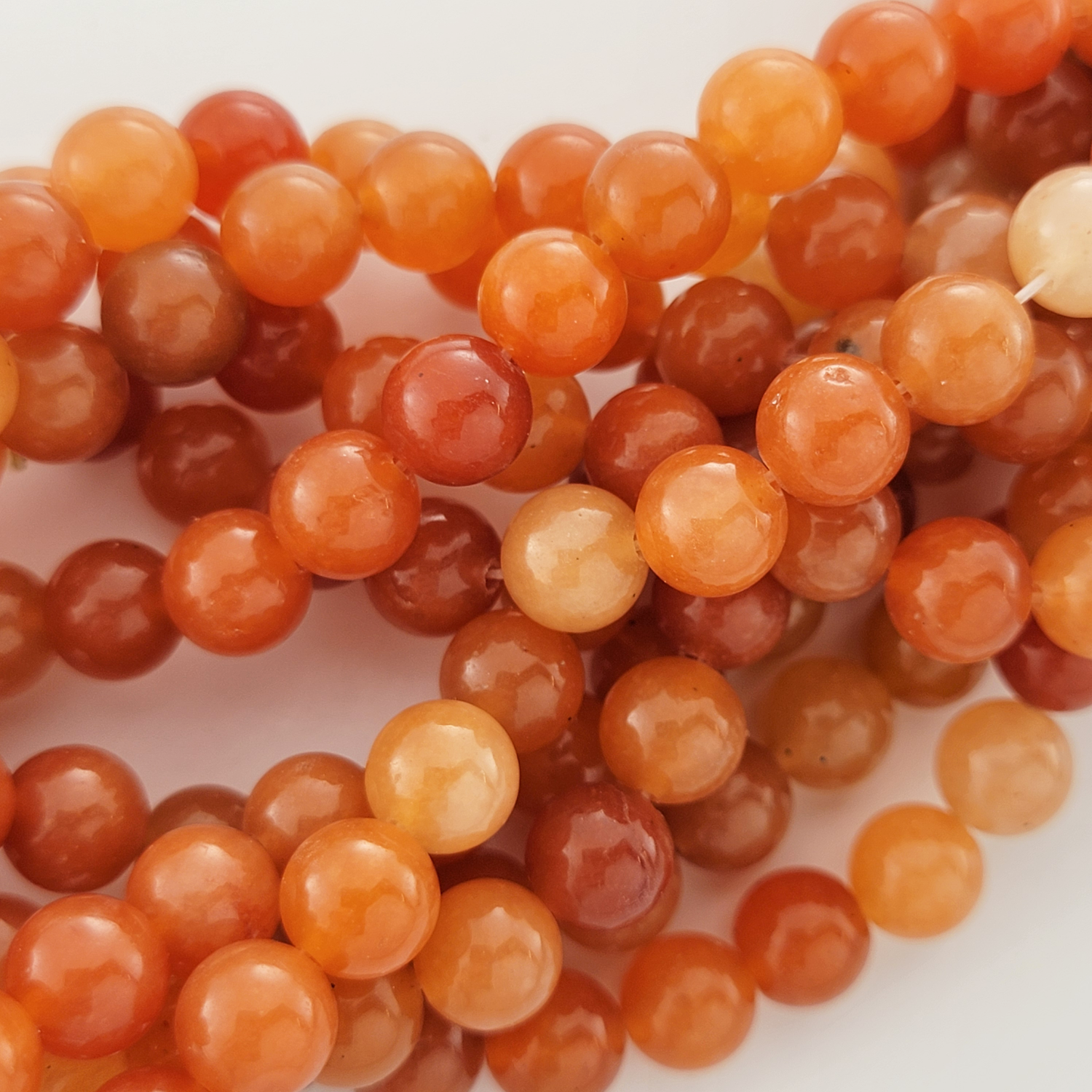 Red Aventurine Natural Smooth Round Beads