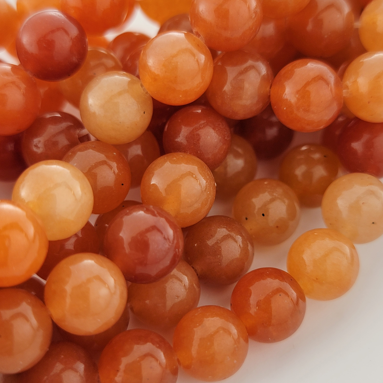 Red Aventurine Natural Smooth Round Beads