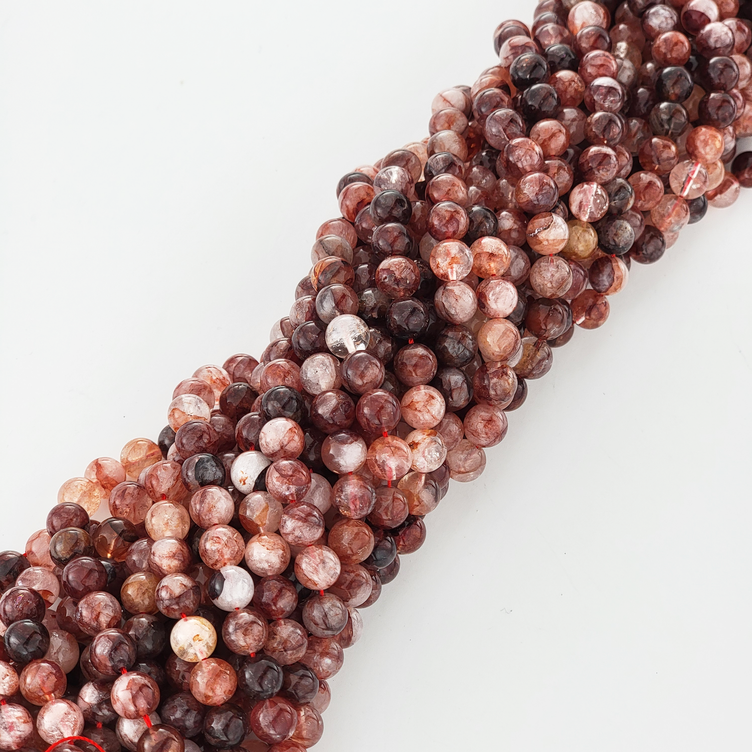 Red Hematoid Quartz Natural Smooth Round Beads