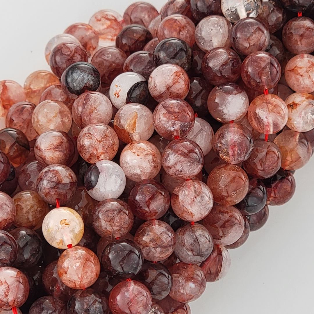 Red Hematoid Quartz Natural Smooth Round Beads