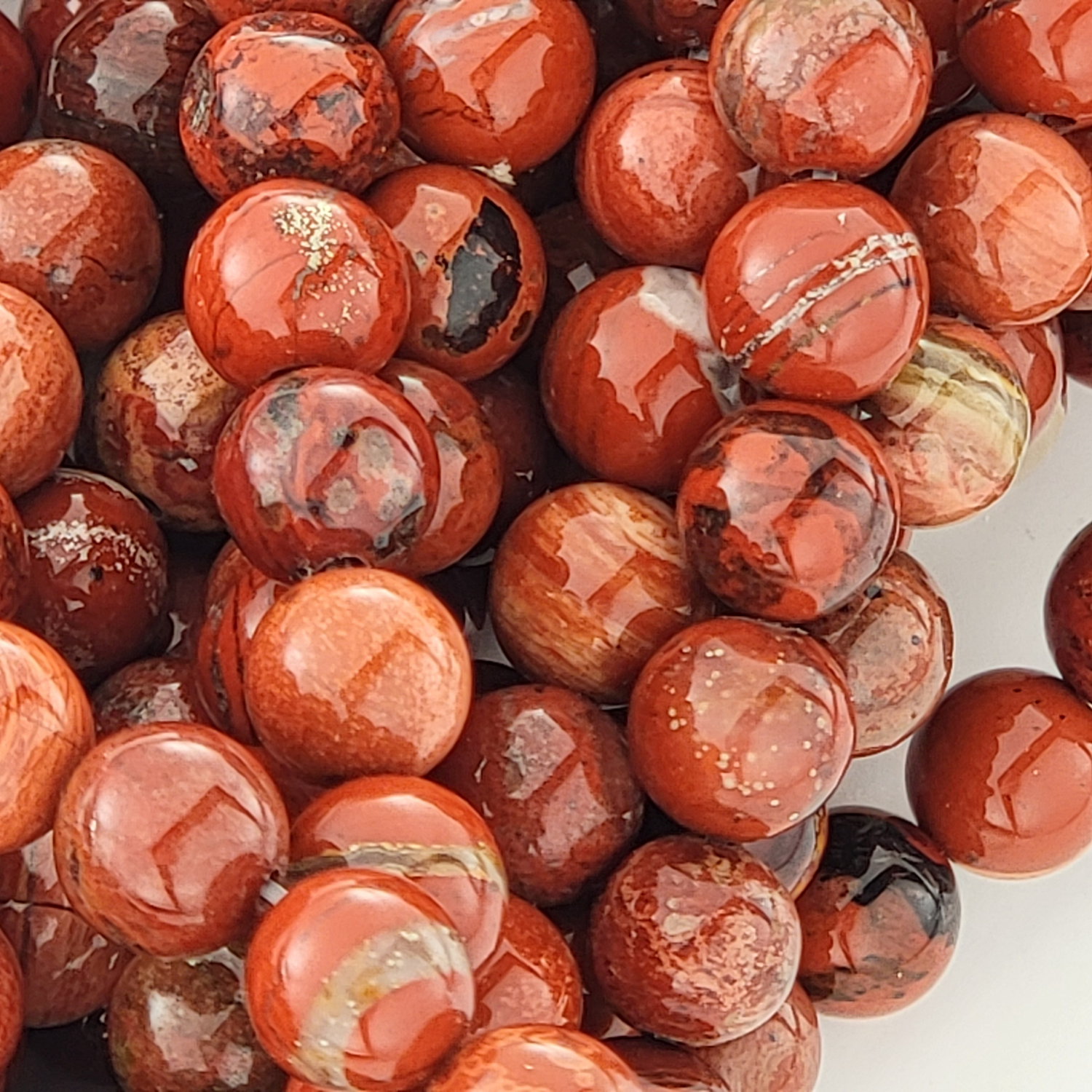 Red Jasper Natural Smooth Round Beads