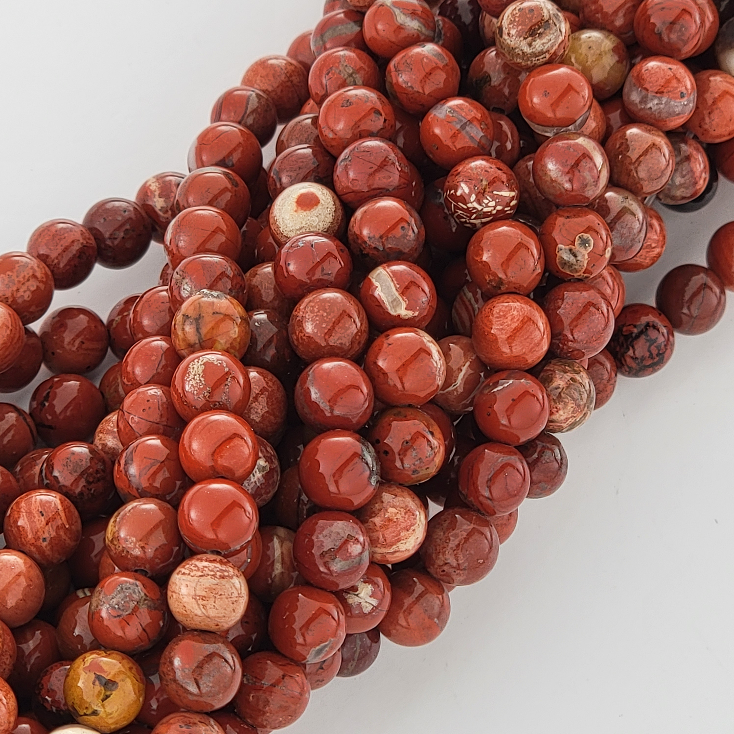 Red Jasper Natural Smooth Round Beads