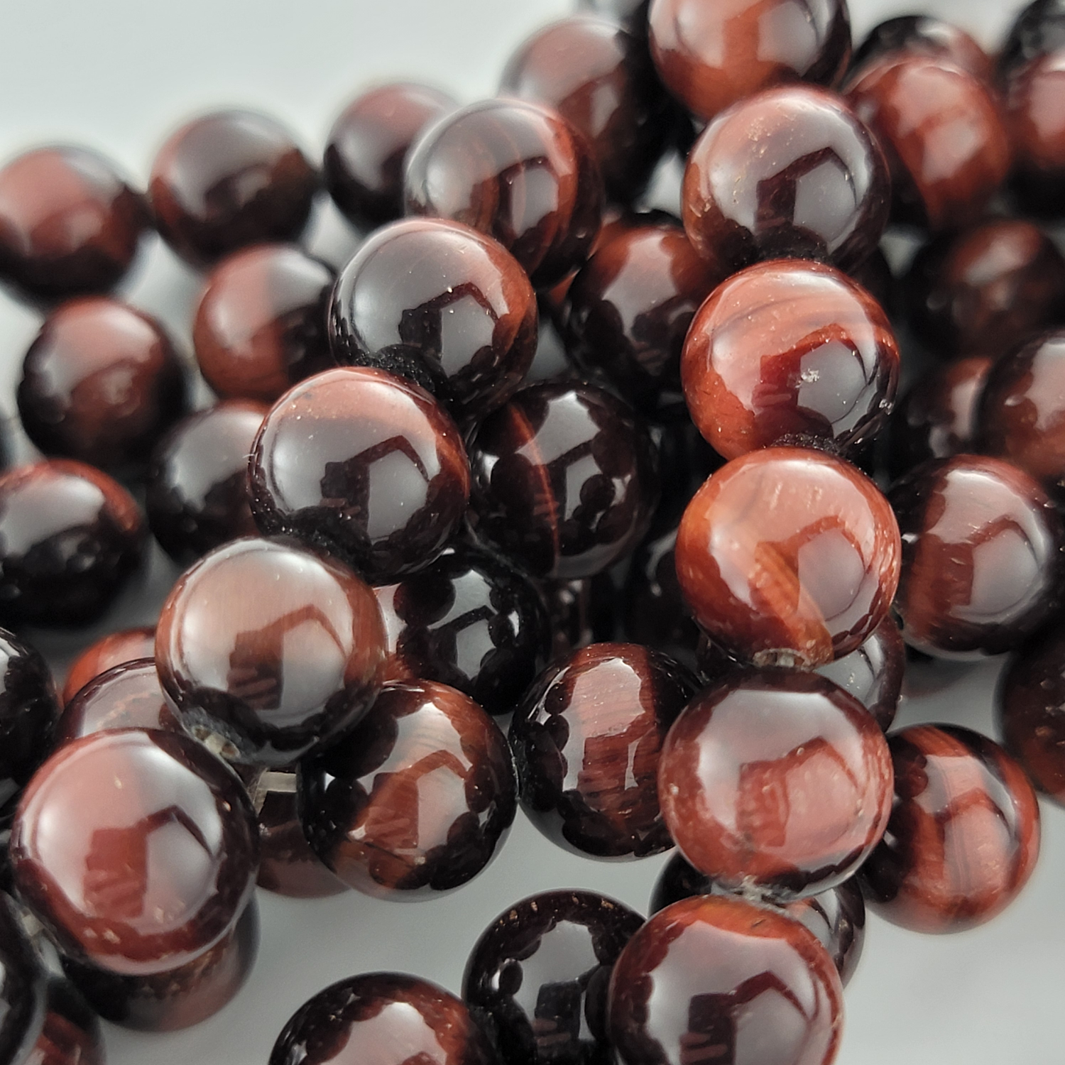 Red Tiger's Eye Natural Smooth Round Beads