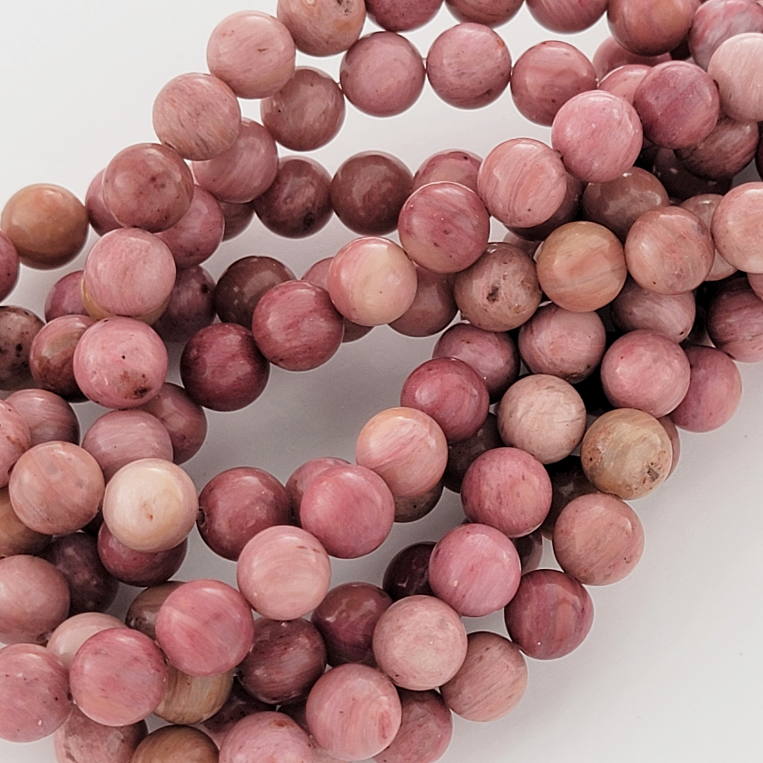 Rhodonite Natural Smooth Round Beads