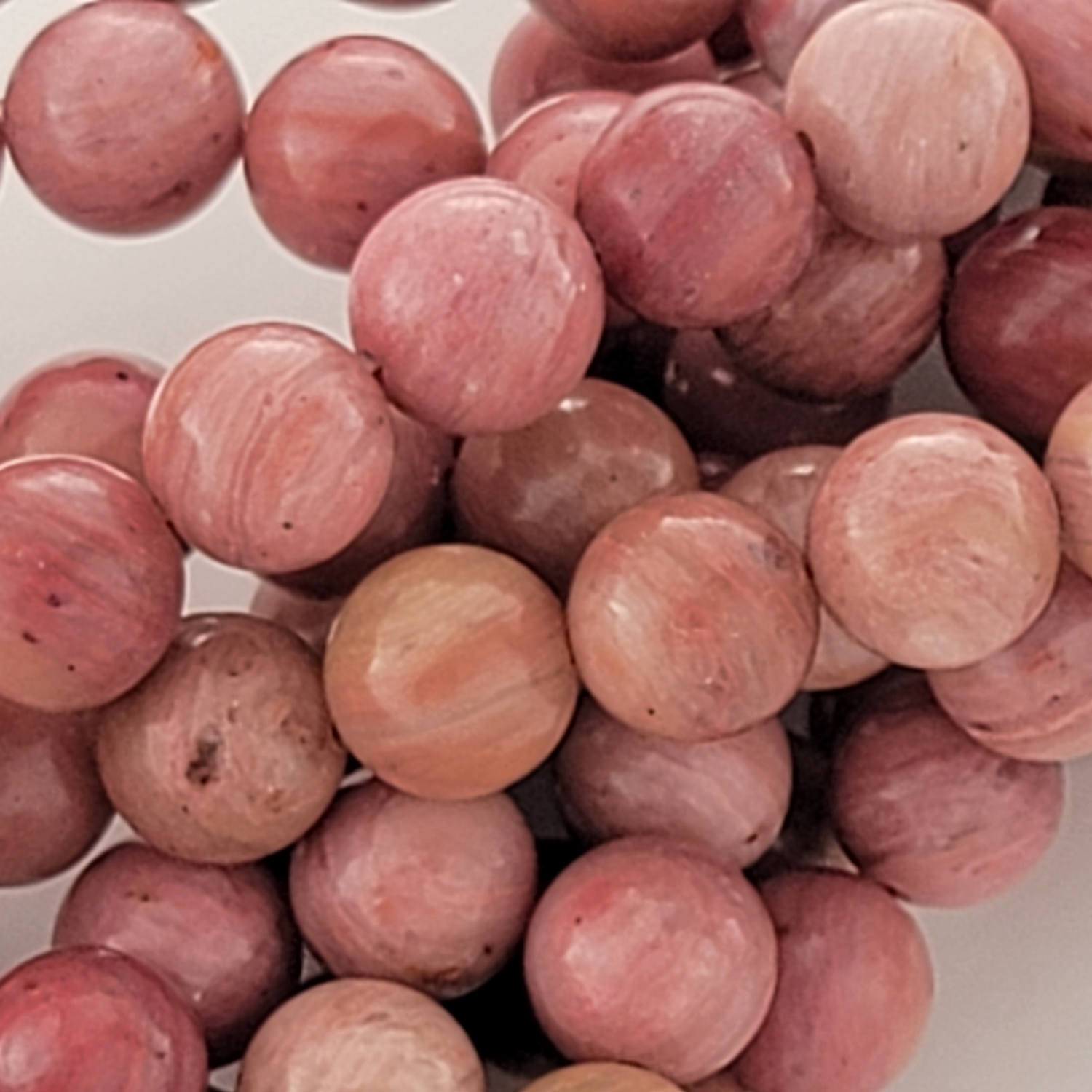 Rhodonite Natural Smooth Round Beads