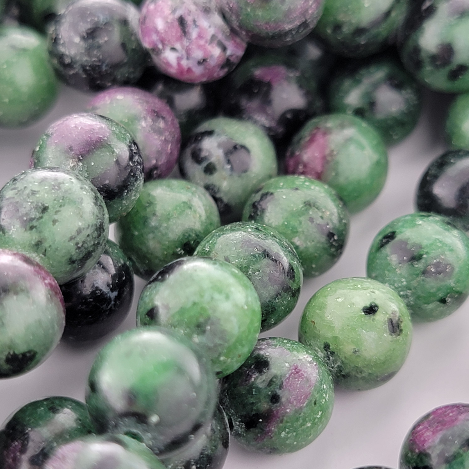 Ruby in Zoisite Natural Smooth Round Beads