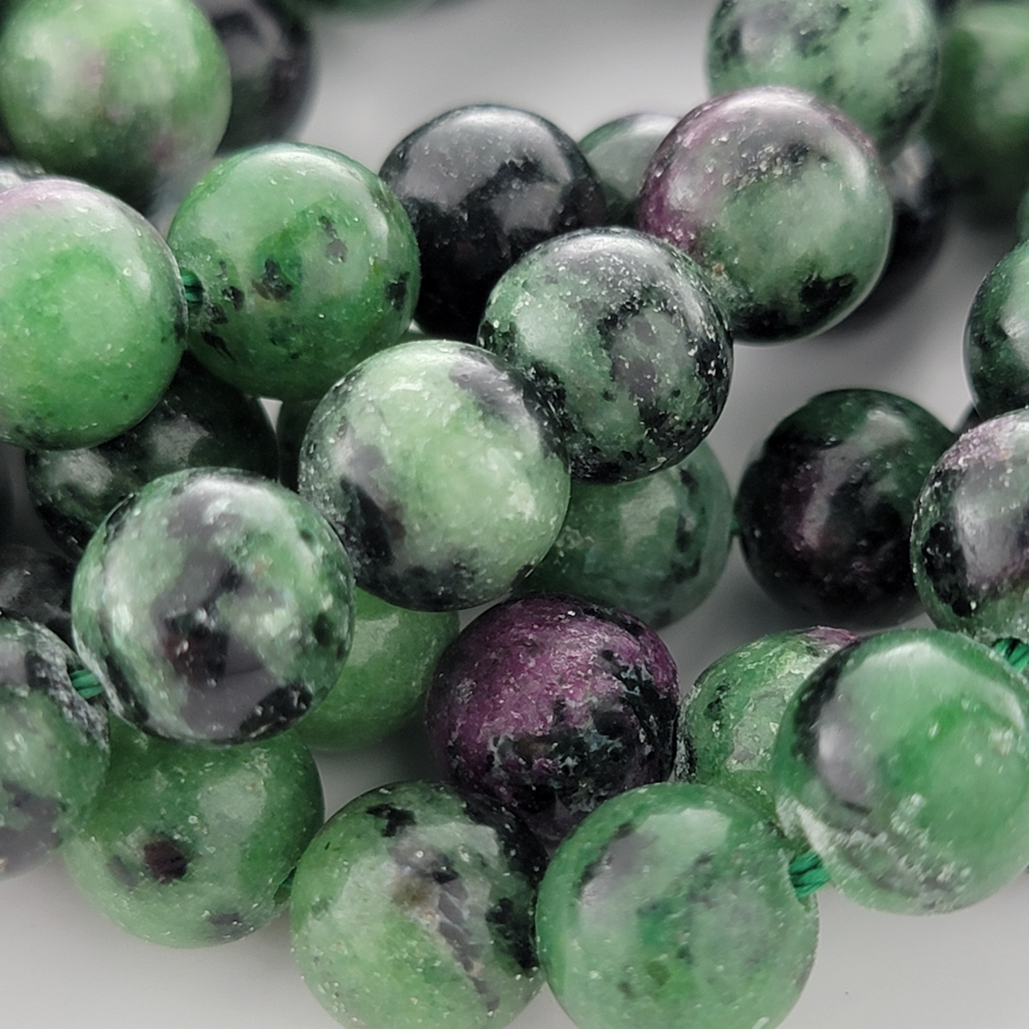 Ruby in Zoisite Natural Smooth Round Beads
