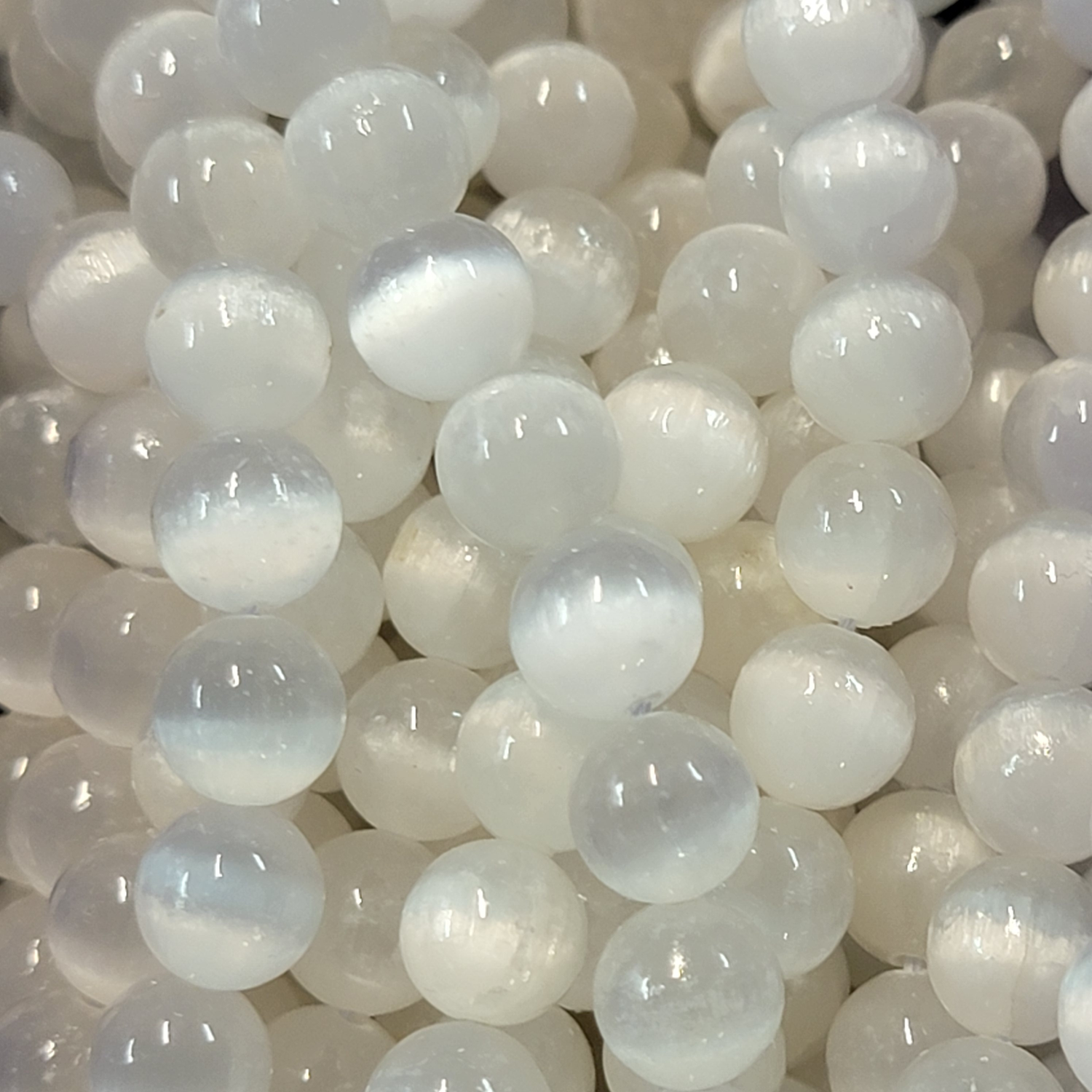 Selenite Natural Smooth Round Beads