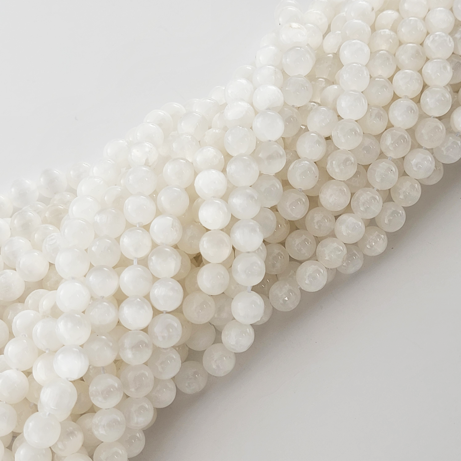 Selenite Natural Smooth Round Beads