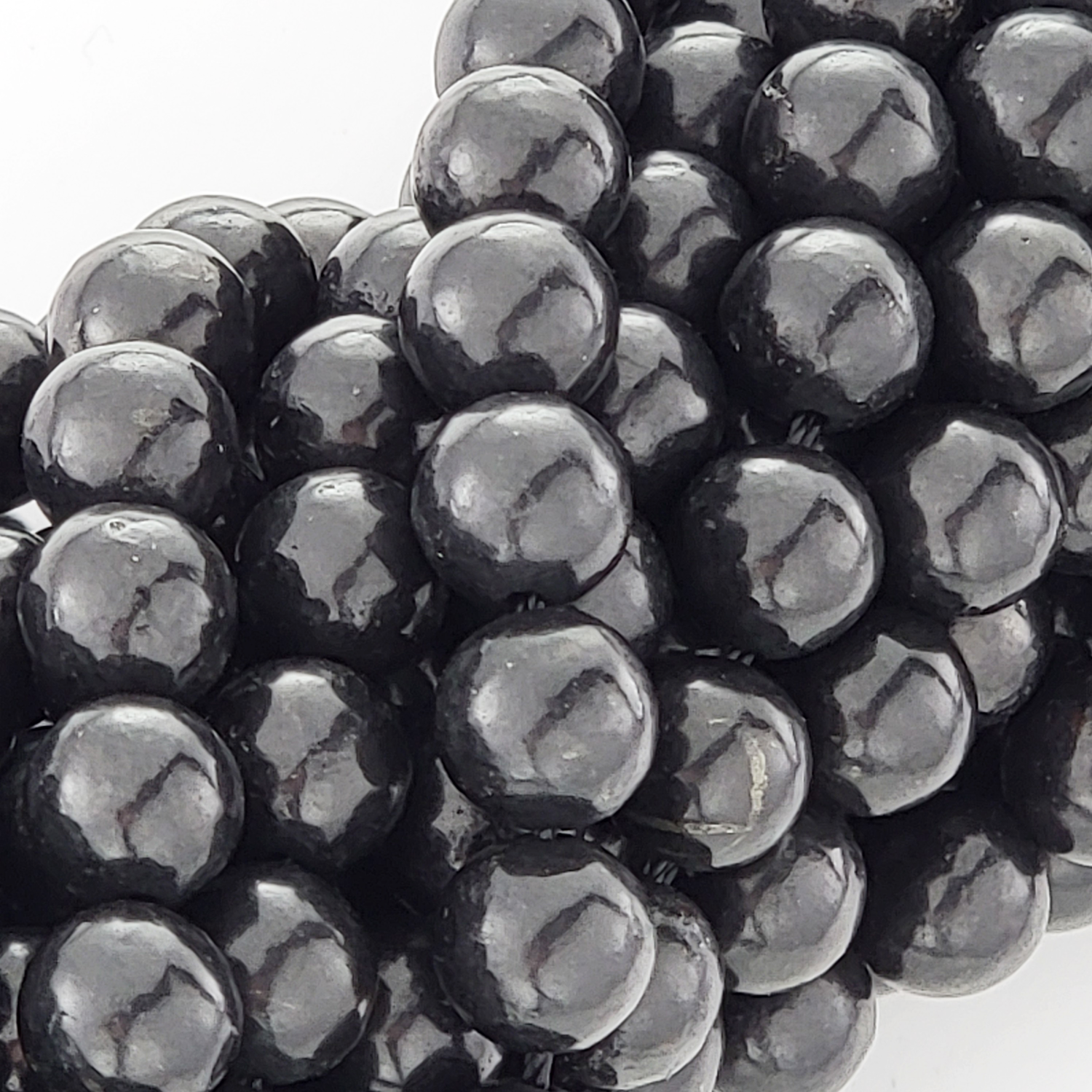 Shungite Natural Smooth Round Beads