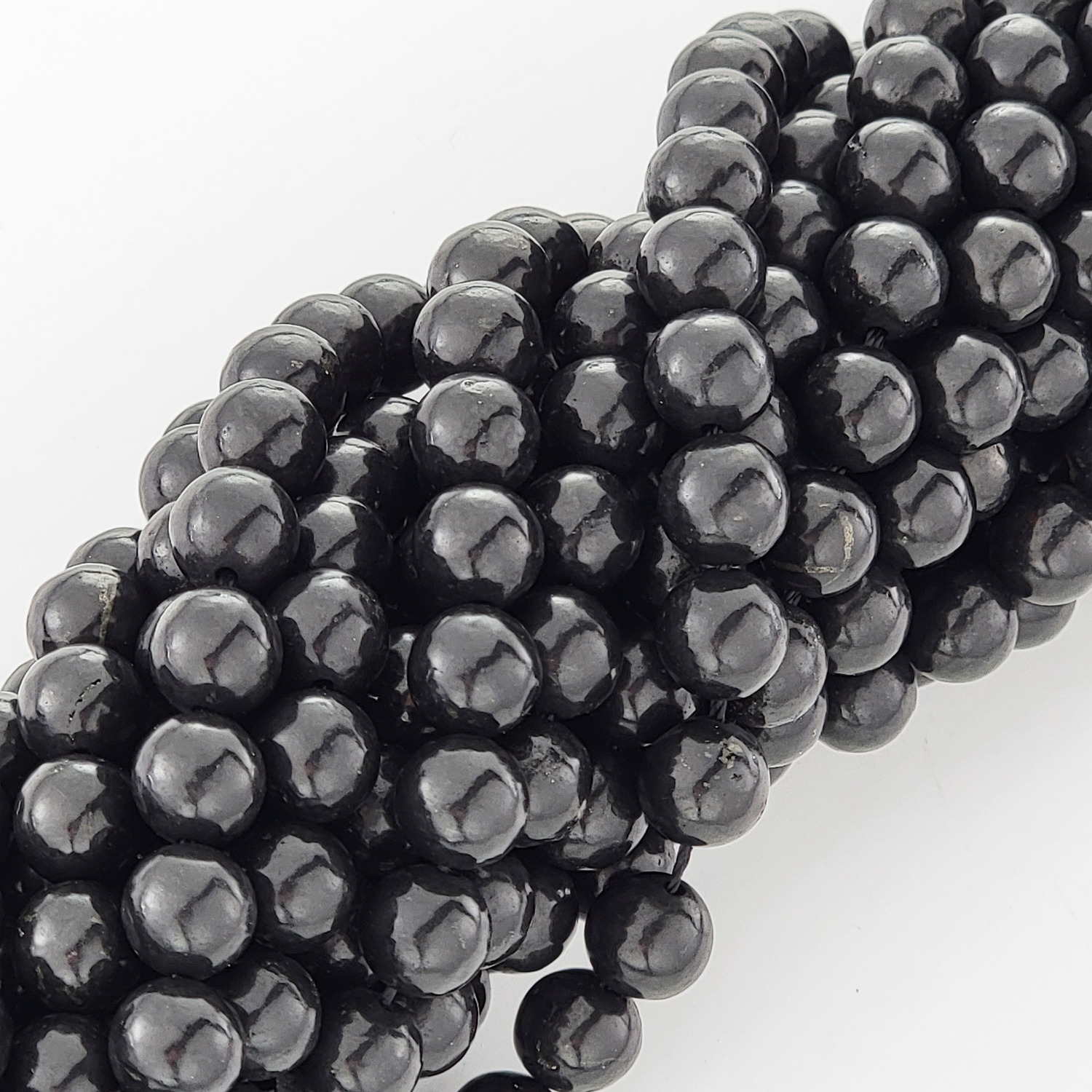 Shungite Natural Smooth Round Beads