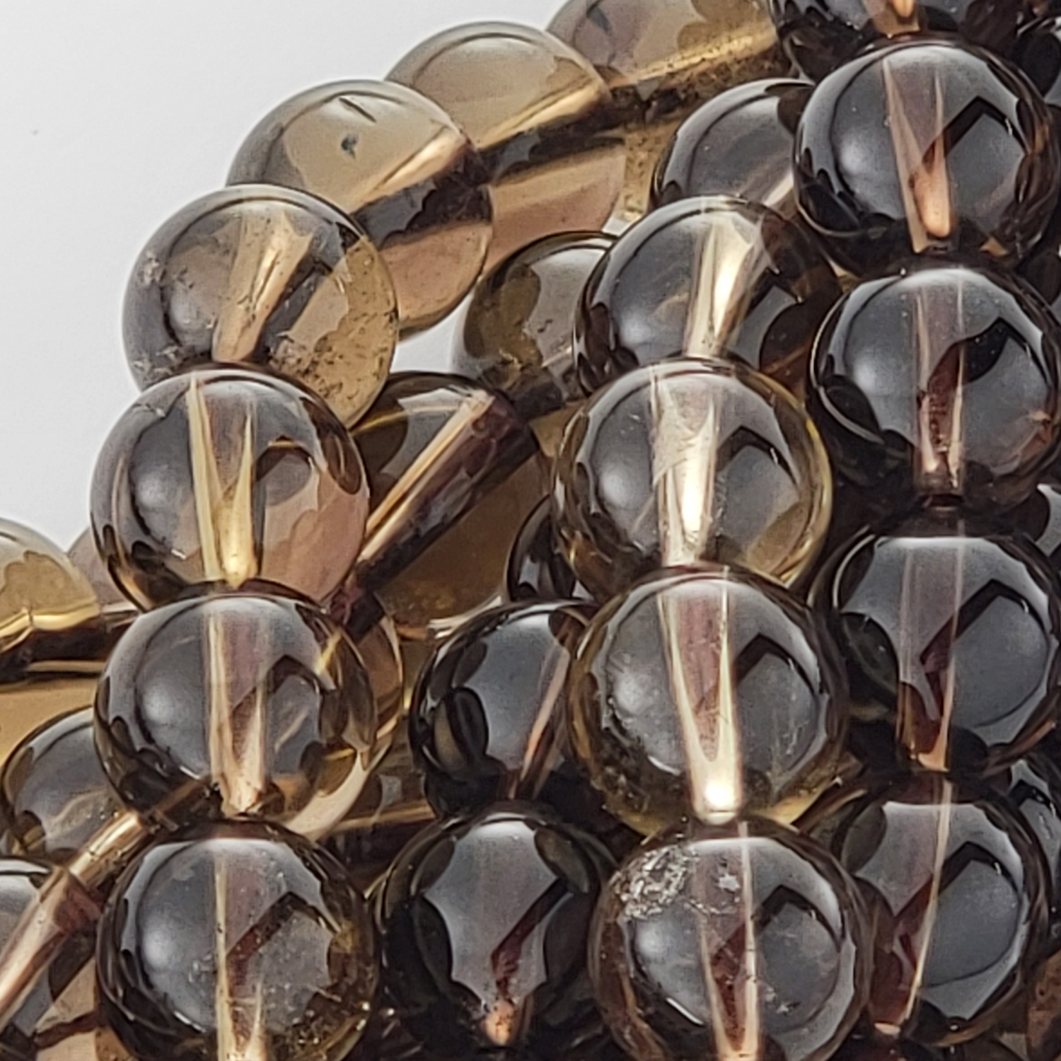 Smoky Quartz Natural Smooth Round Beads