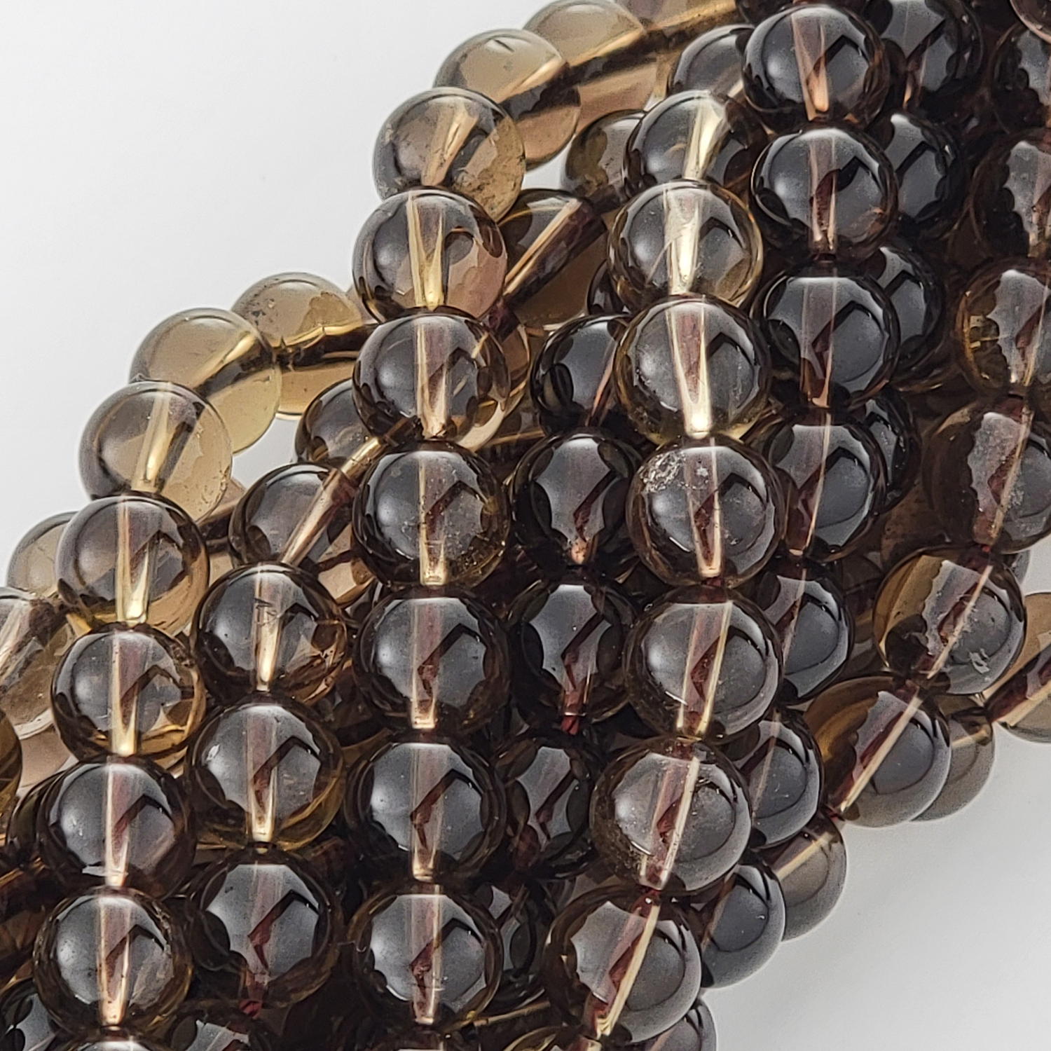 Smoky Quartz Natural Smooth Round Beads