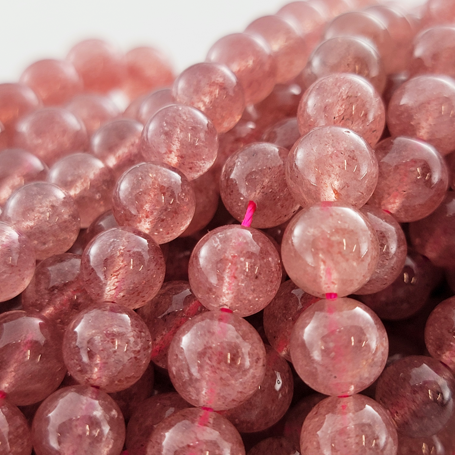 Strawberry Quartz Natural Smooth Round Beads