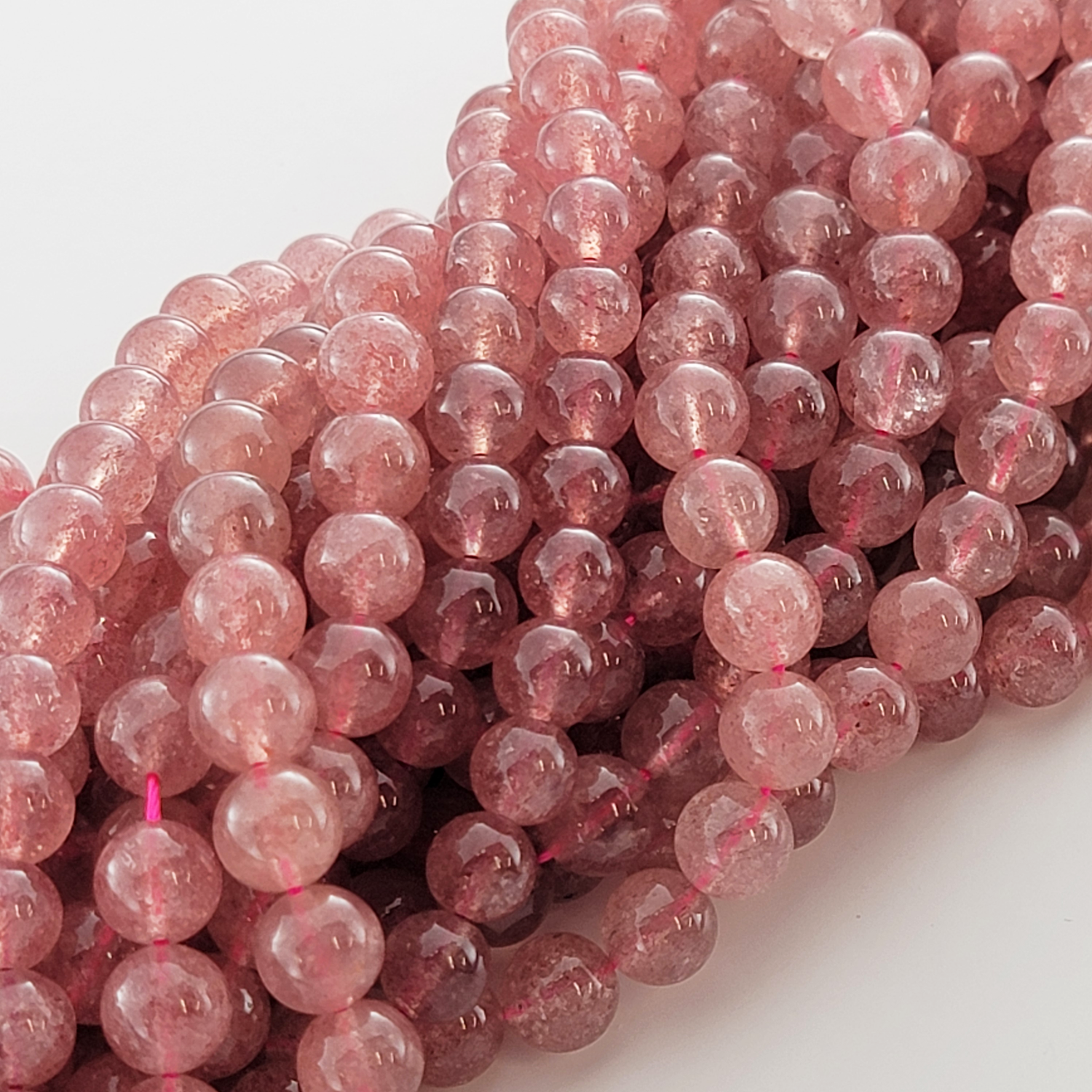 Strawberry Quartz Natural Smooth Round Beads