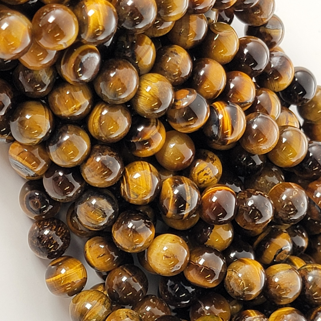 Tiger's Eye Natural Smooth Round Beads