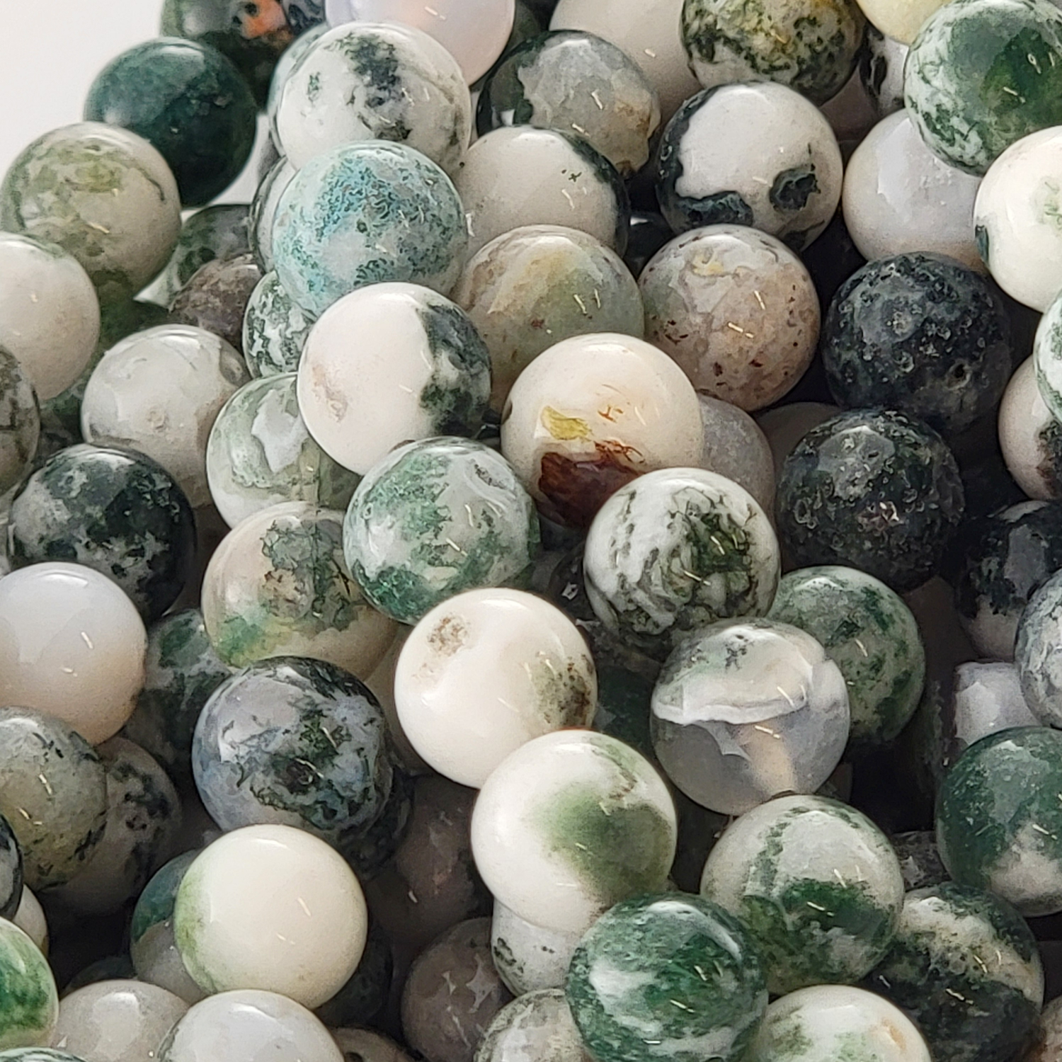 Tree Agate Natural Smooth Round Beads