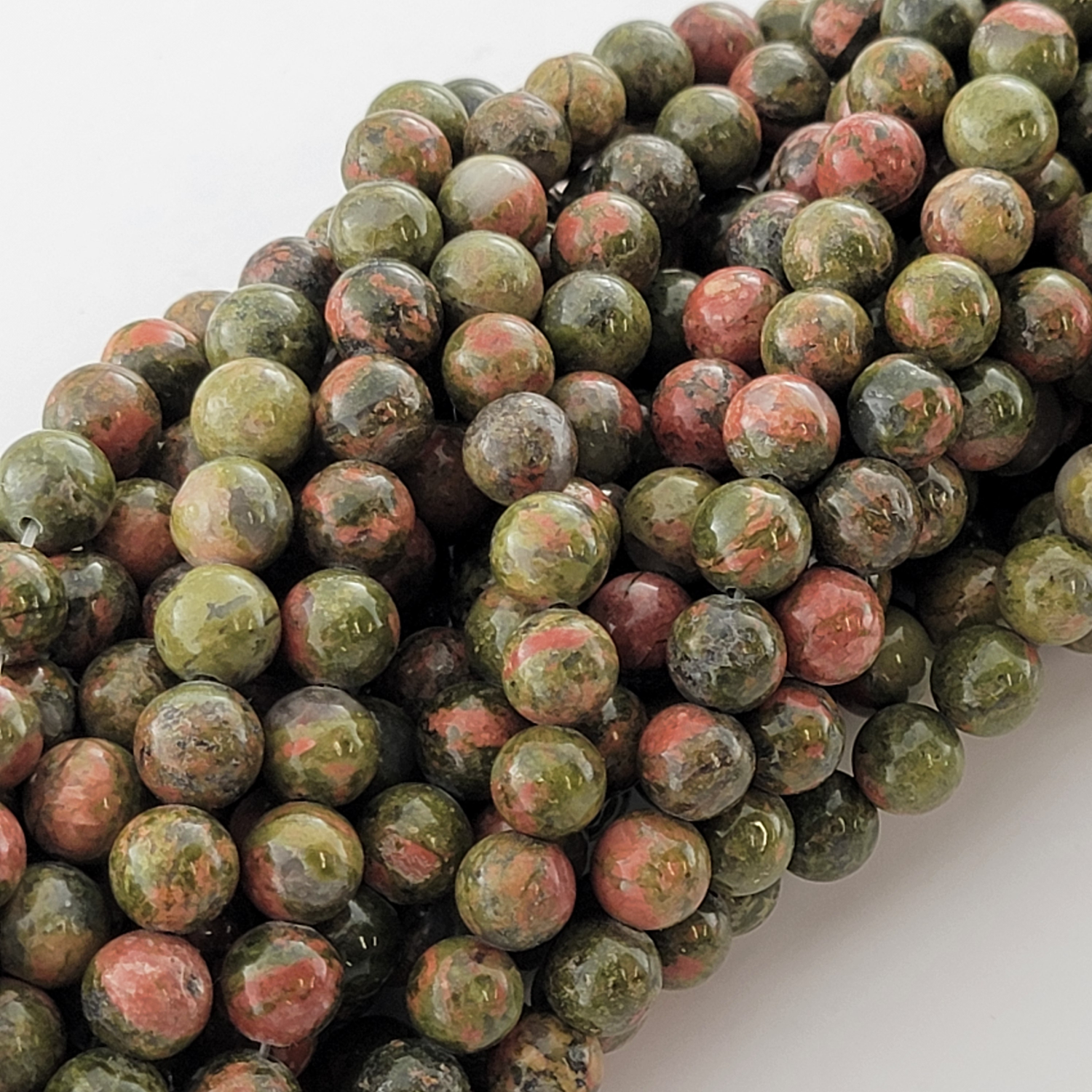 Unakite Epidote Granite Natural Smooth Round Beads