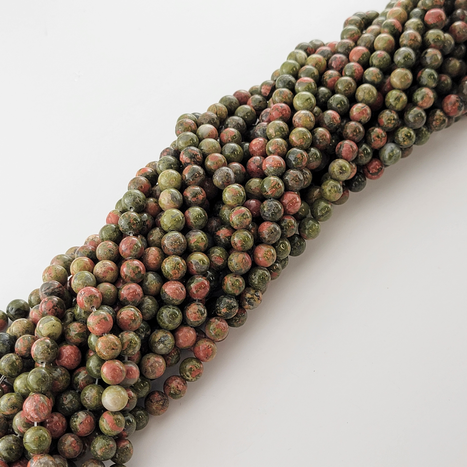 Unakite Epidote Granite Natural Smooth Round Beads