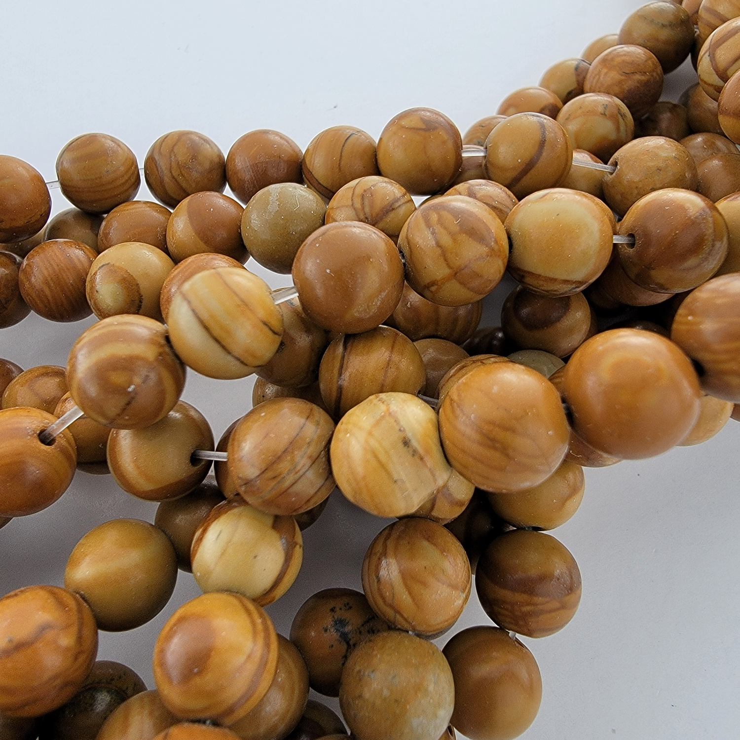 Wood Grain Jasper Natural Smooth Round Beads (Tigerskin Jasper)
