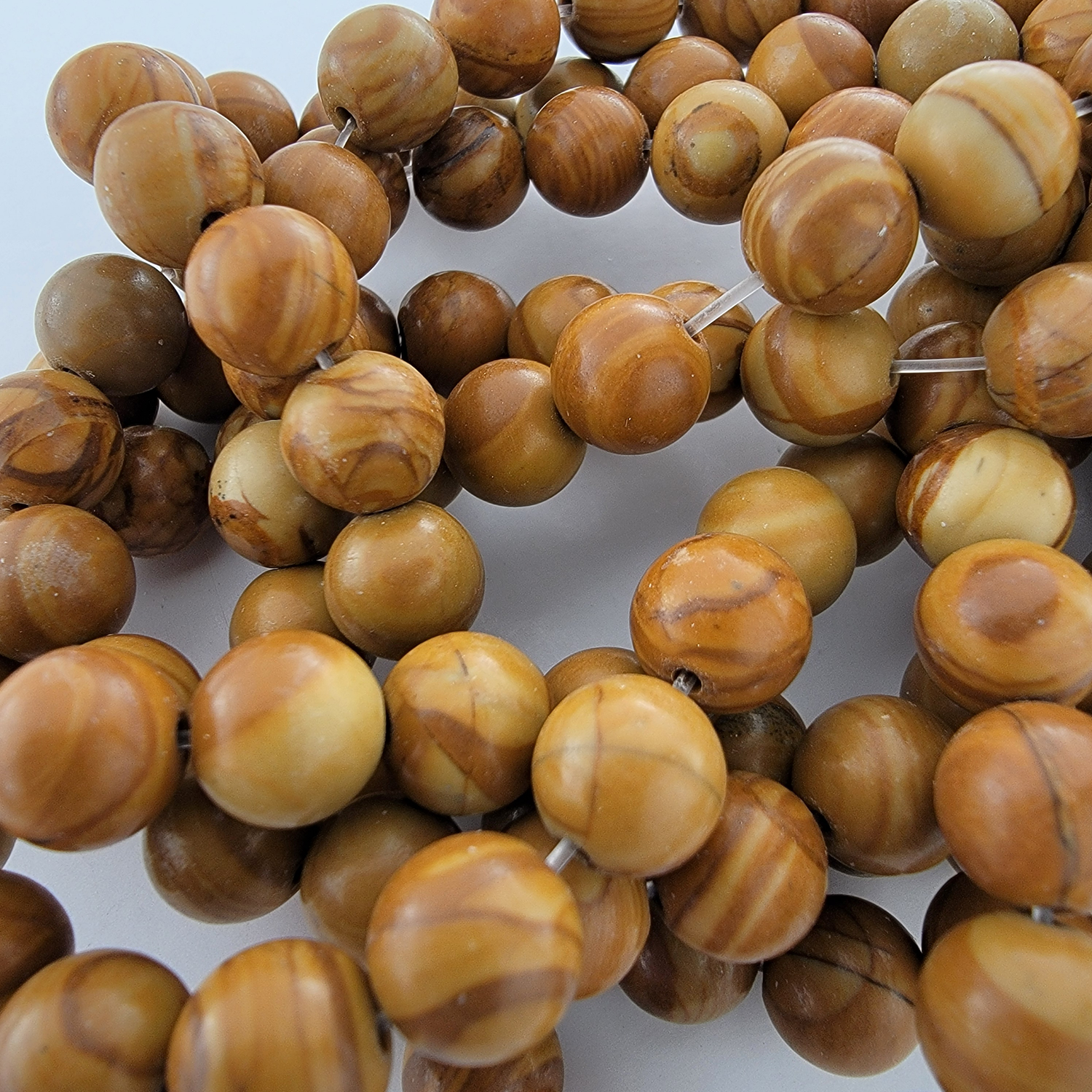 Wood Grain Jasper Natural Smooth Round Beads (Tigerskin Jasper)