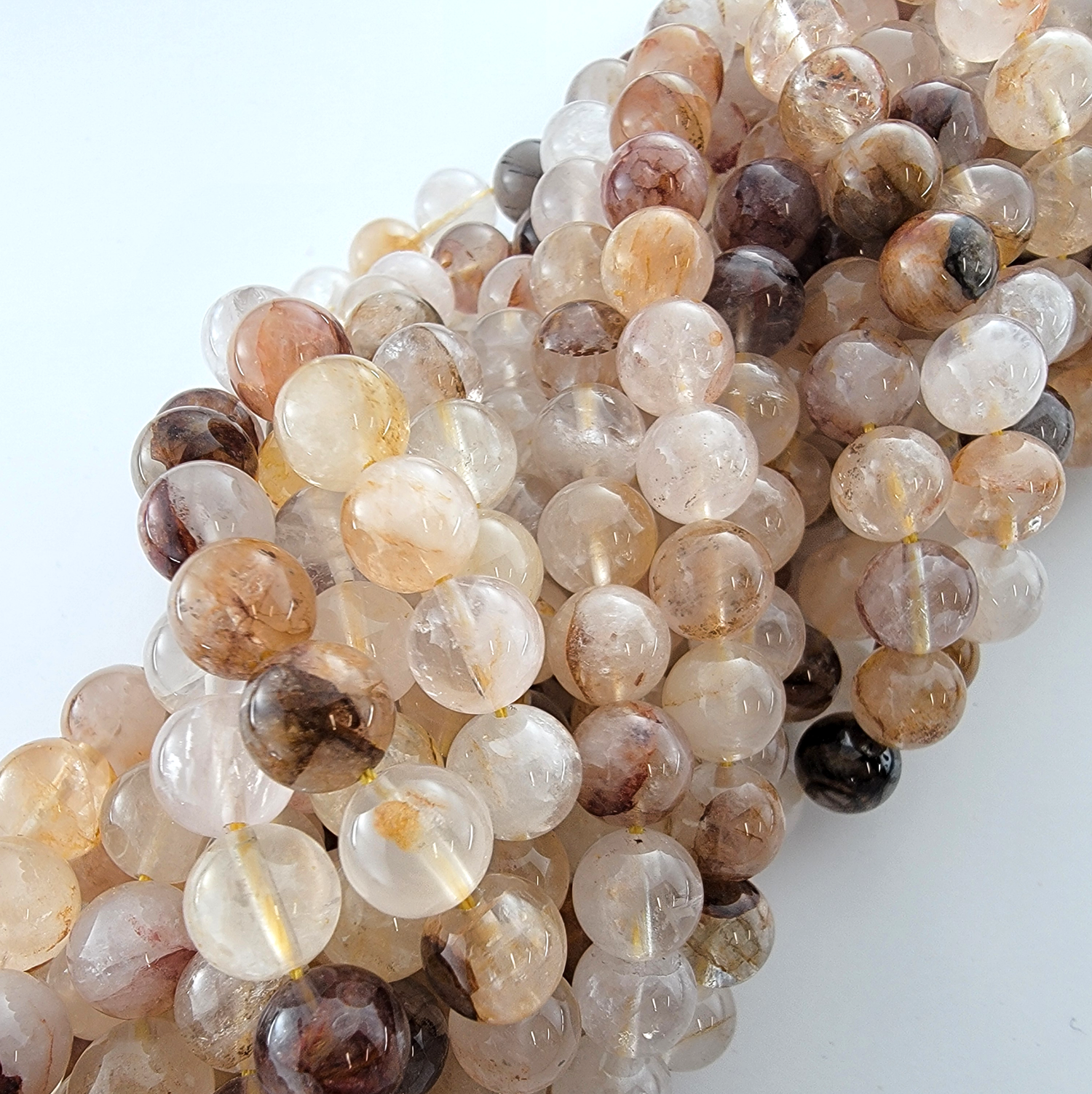 Yellow Hematoid Quartz Natural Smooth Round Beads
