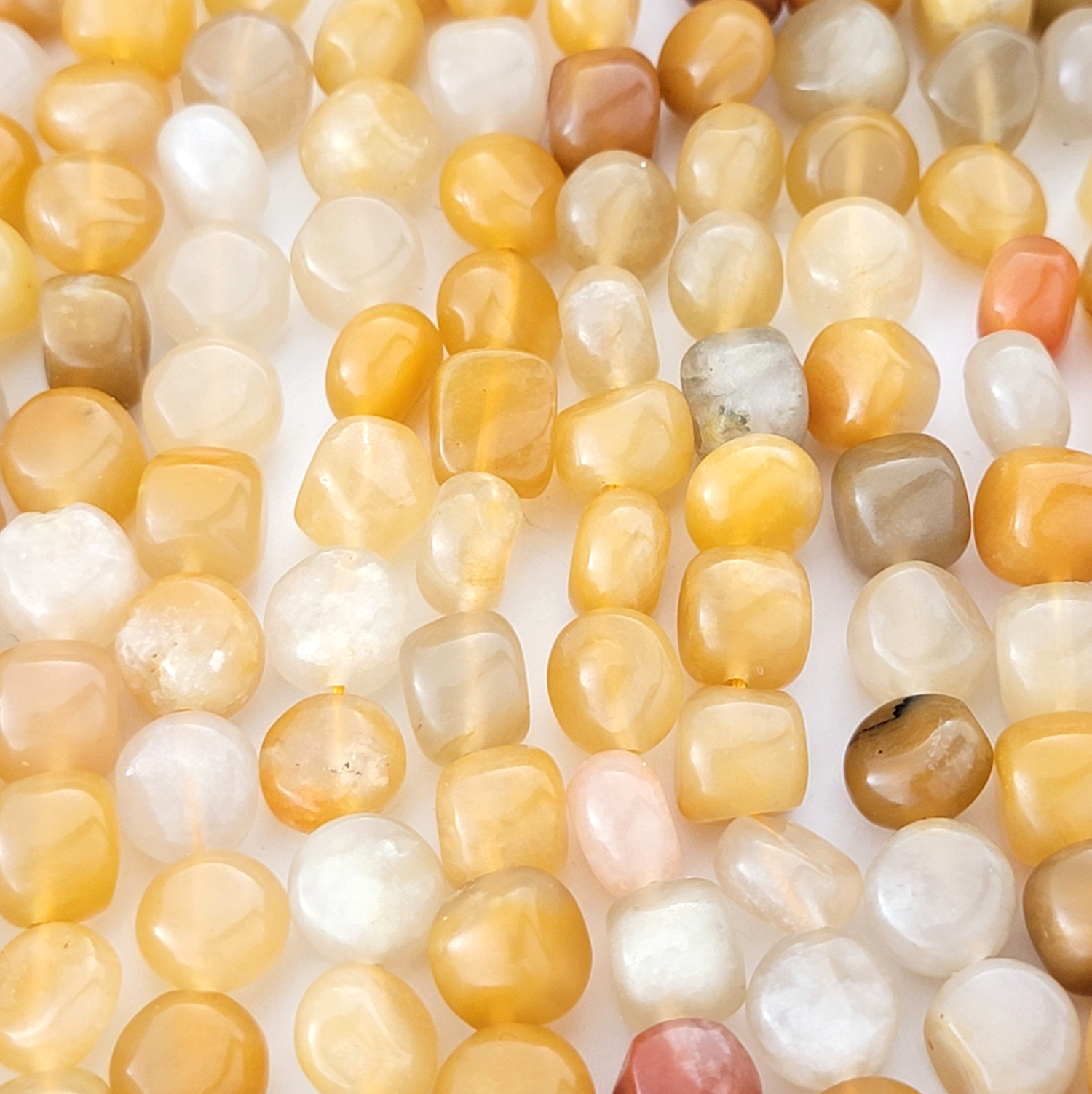 Old Topaz Yellow Jade Nugget Stone Beads
