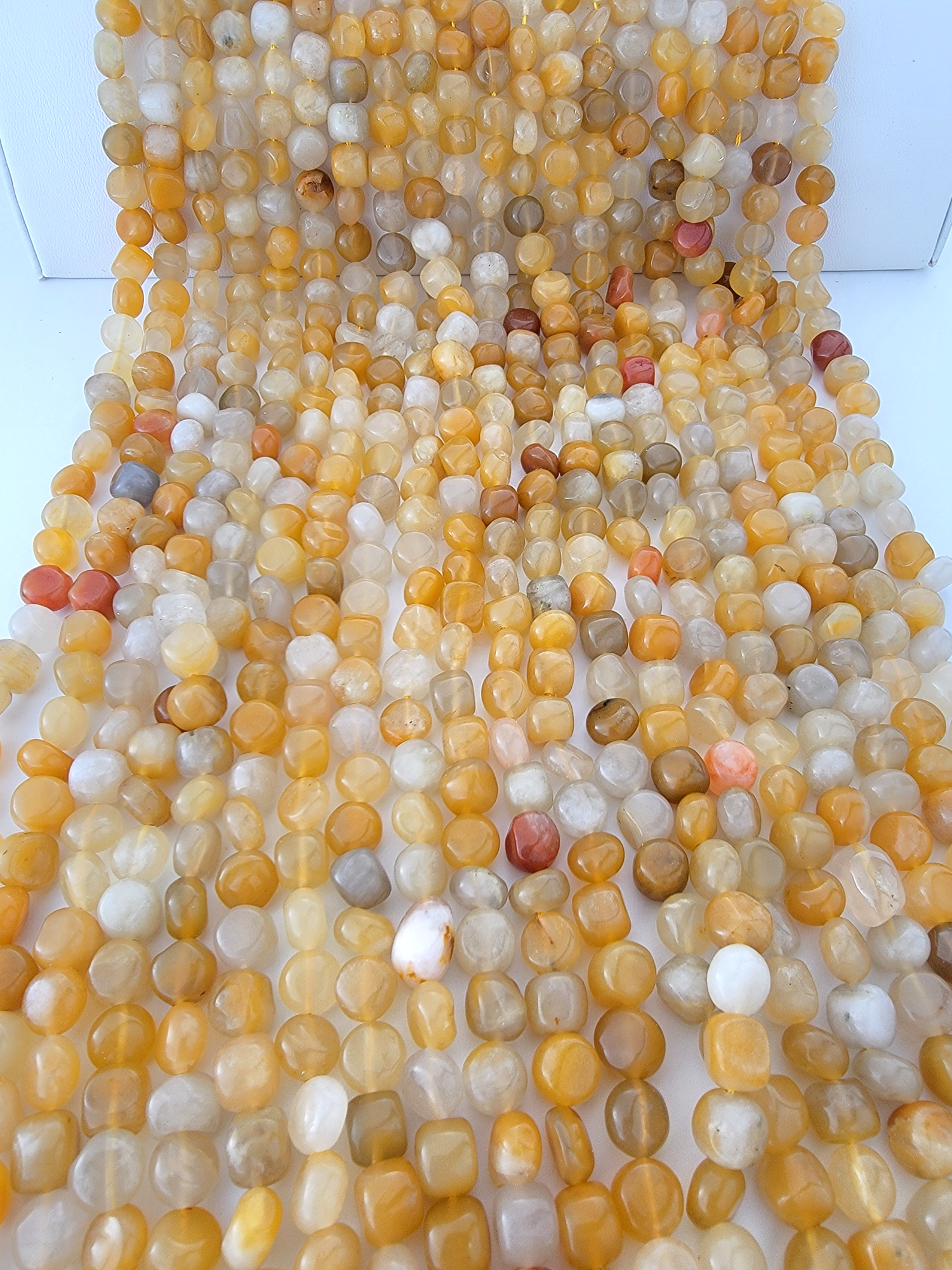 Old Topaz Yellow Jade Nugget Stone Beads